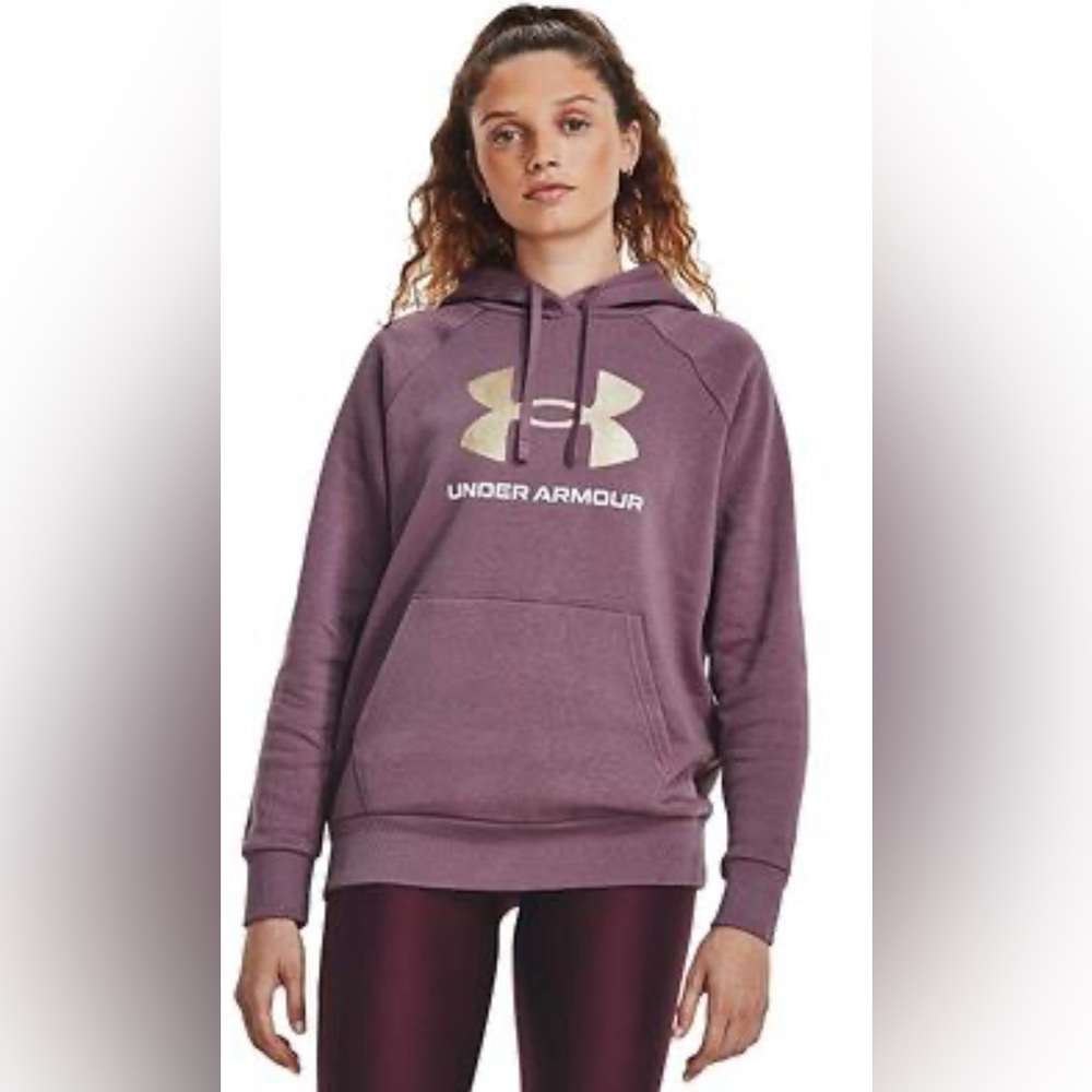 Under Armour Purple Fleece Gold Glitter Logo Hoodie Size XS NWT